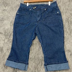 Apollo Junior Jeans cuffed cropped capris, embellished with gold pinstripes15/16